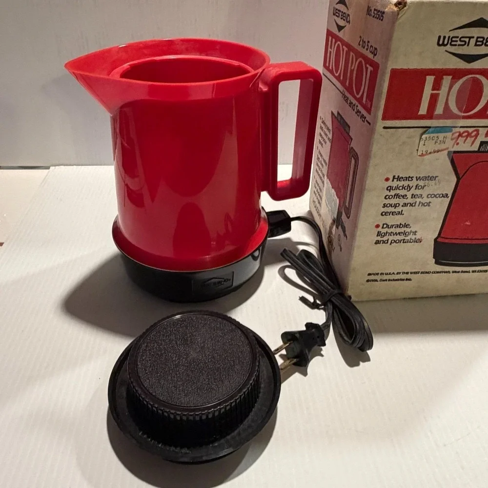 West Bend Vintage Hot Pot 36 Oz 2-6 Cup Plug In NOS New Old Stock TESTED Tea